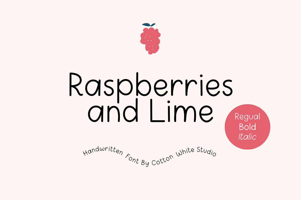 Raspberries and Lime Cute Font, a Handwritten Font by Sofia Skoog (Photo 1 of 10)