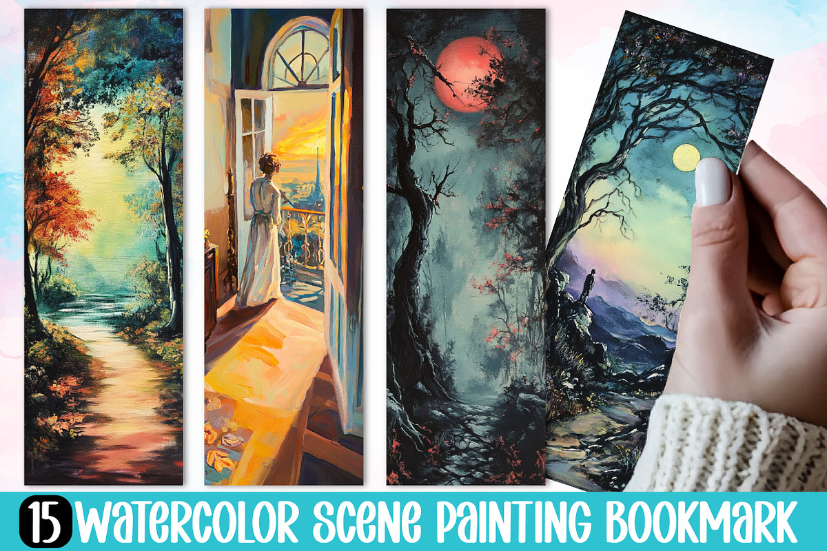 Watercolor Scene Painting Bookmark, an Illustration by Canvas Craft (Photo 1 of 3)
