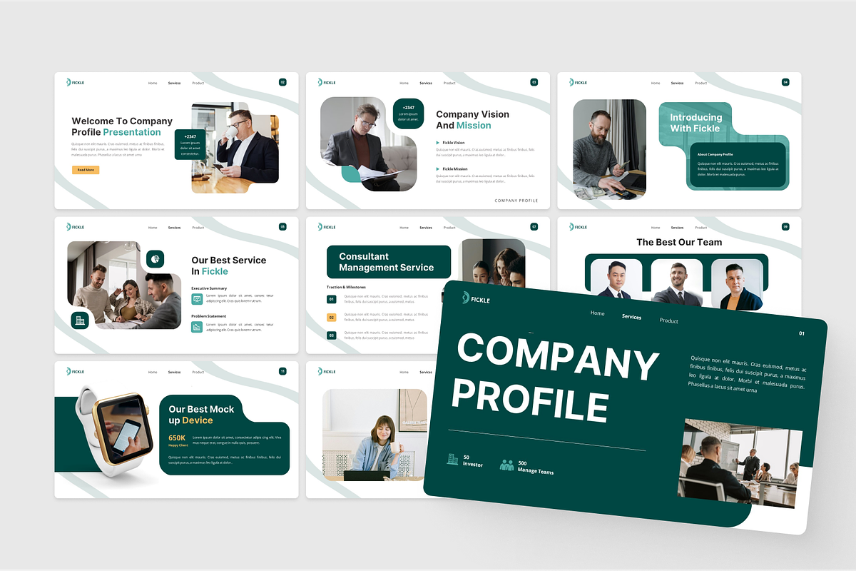 Fickle - Company Profile Powerpoint, a Presentation Template by SquidPixey (Photo 4 of 6)