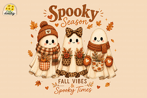 Preppy Floral Ghost Png, a Seasonal Illustration by Daisy Design