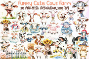Funny Cows Clipart Cute Cow Png Farm, an Illustration by Sublimation Artist (Thumbnail 1 of 6)
