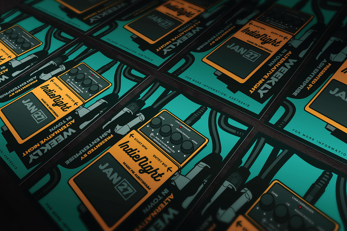 Guitar Pedal Indie Night Flyer, a Flyer Template by ashenterprise (Photo 3 of 3)