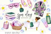 Watercolor Spa Day Clipart, an Illustration by PaperSphinx (Thumbnail 1 of 3)