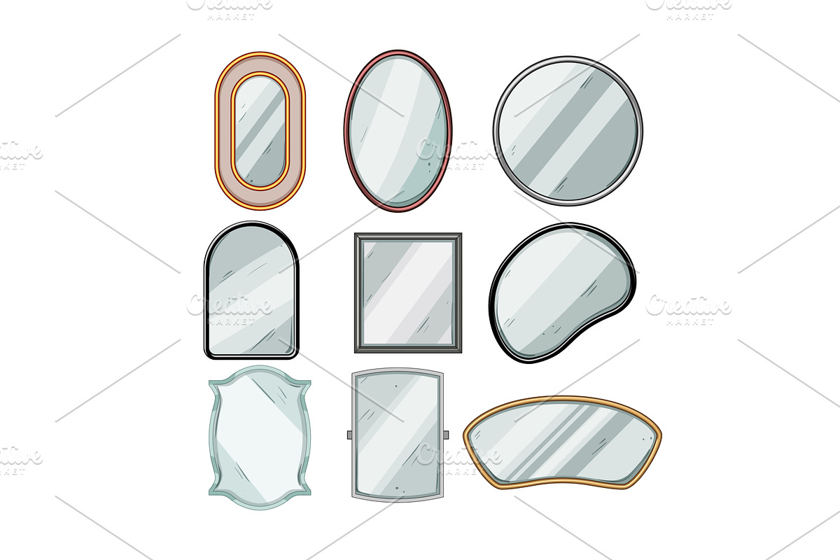 wall mirror set cartoon vector, an Object Illustration by pikepicture