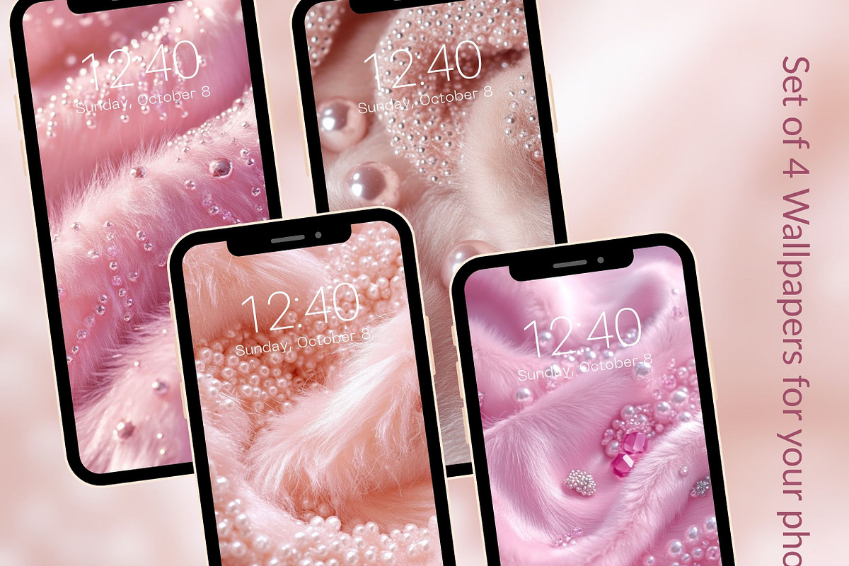 Pink Fur & Pearls Luxury Phone BG, a Graphic by Kalindiprints (Photo 1 of 6)