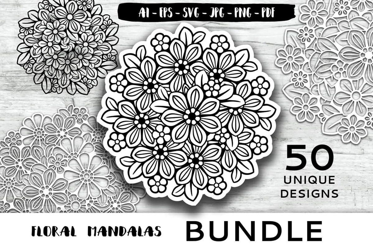 Floral Mandala Bundle, a Decorative Illustration by Elinorka (Photo 1 of 11)