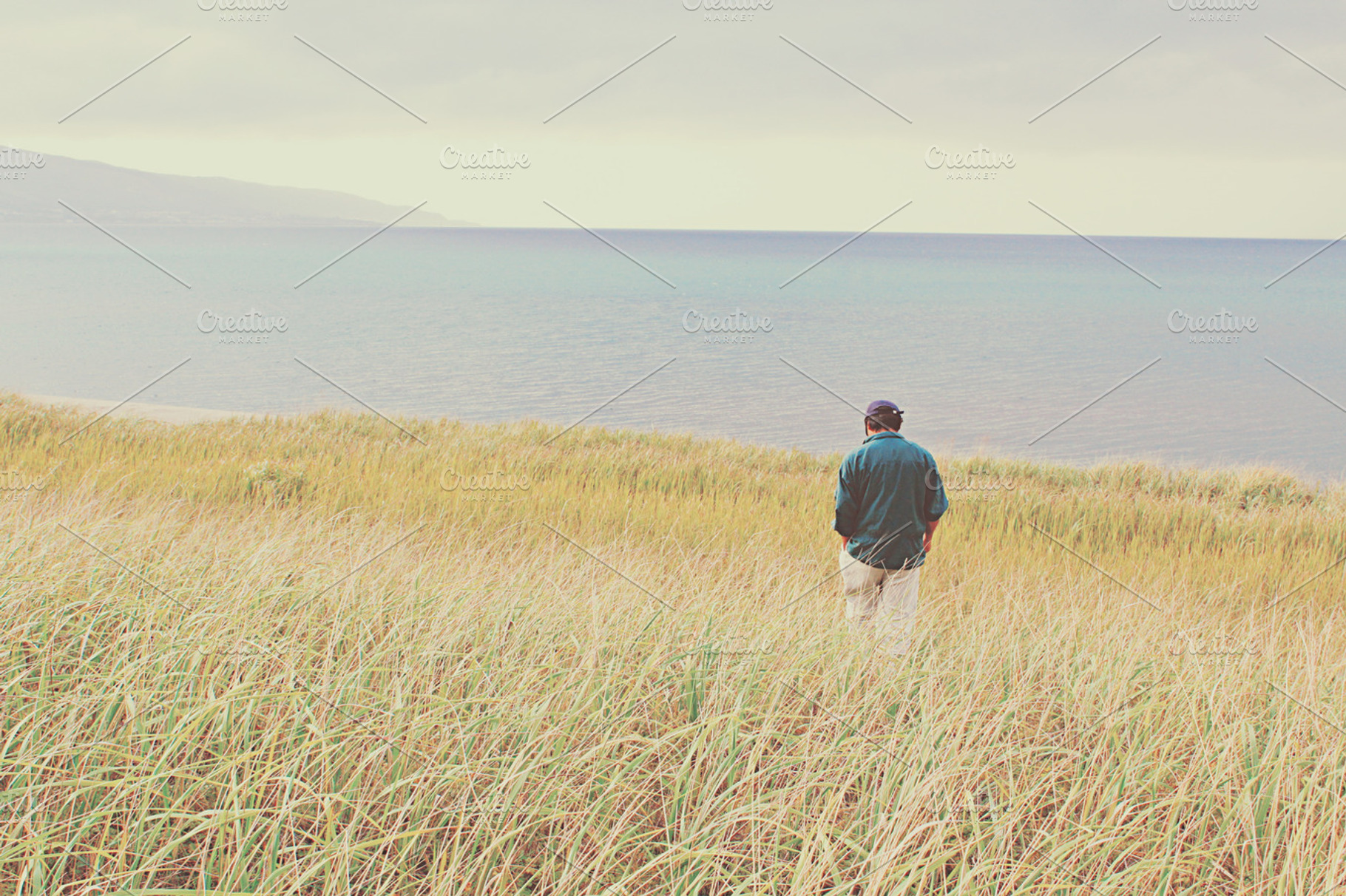 Lonely man in the field