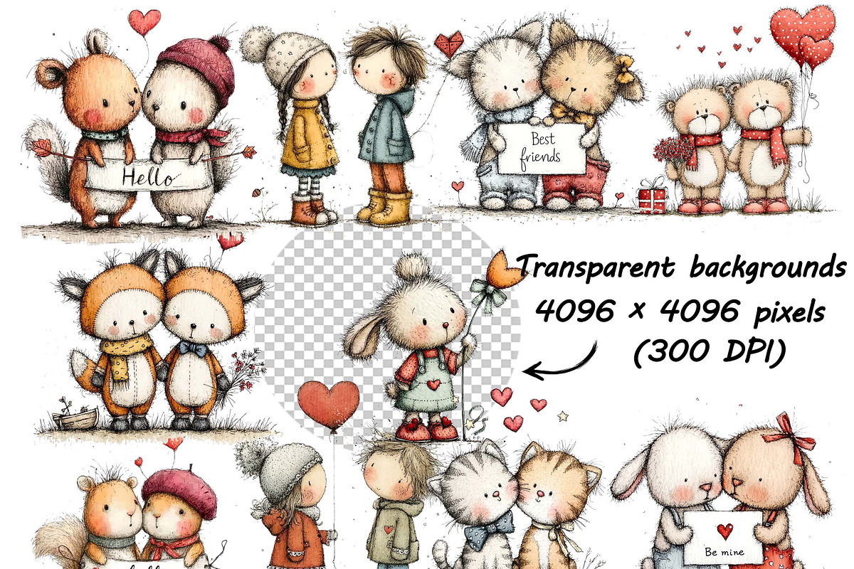 Romantic Couple & Animal Valentine, a Graphic by one-touch (Photo 4 of 8)