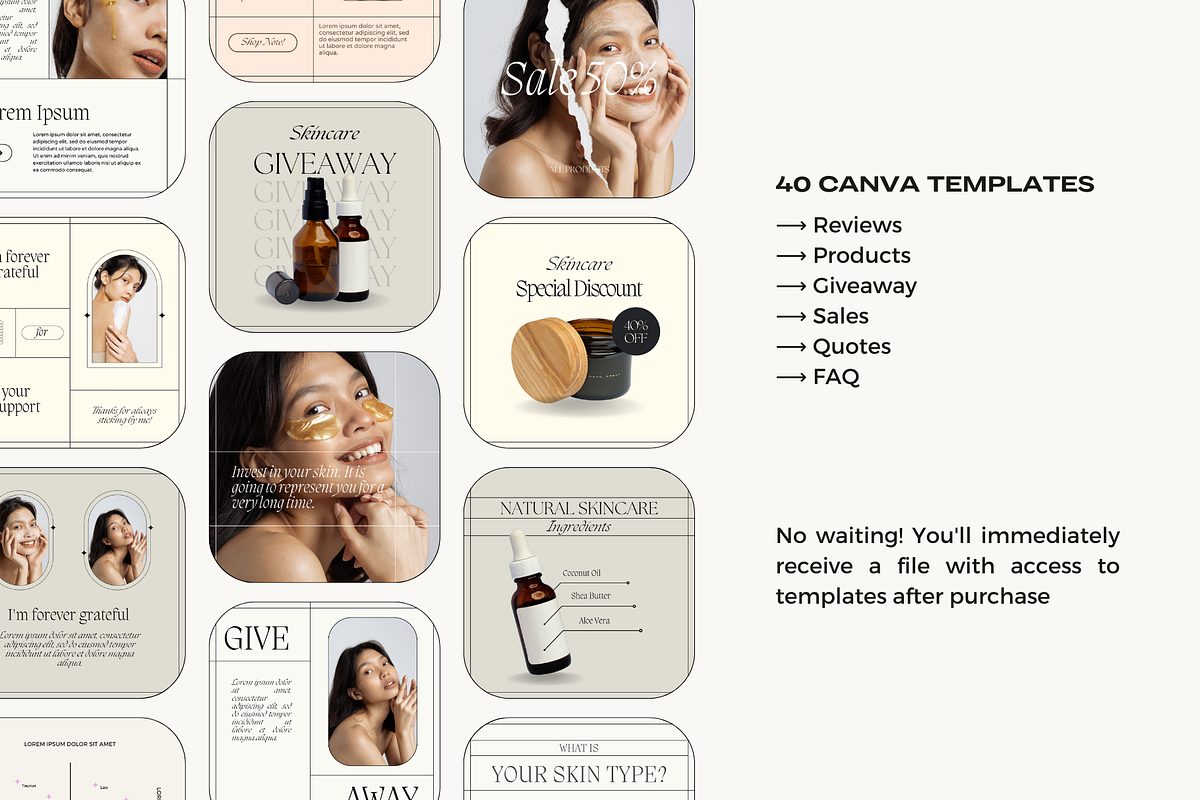 Skincare Instagram Post Templates, a Social Media Template by marmaries (Photo 2 of 6)