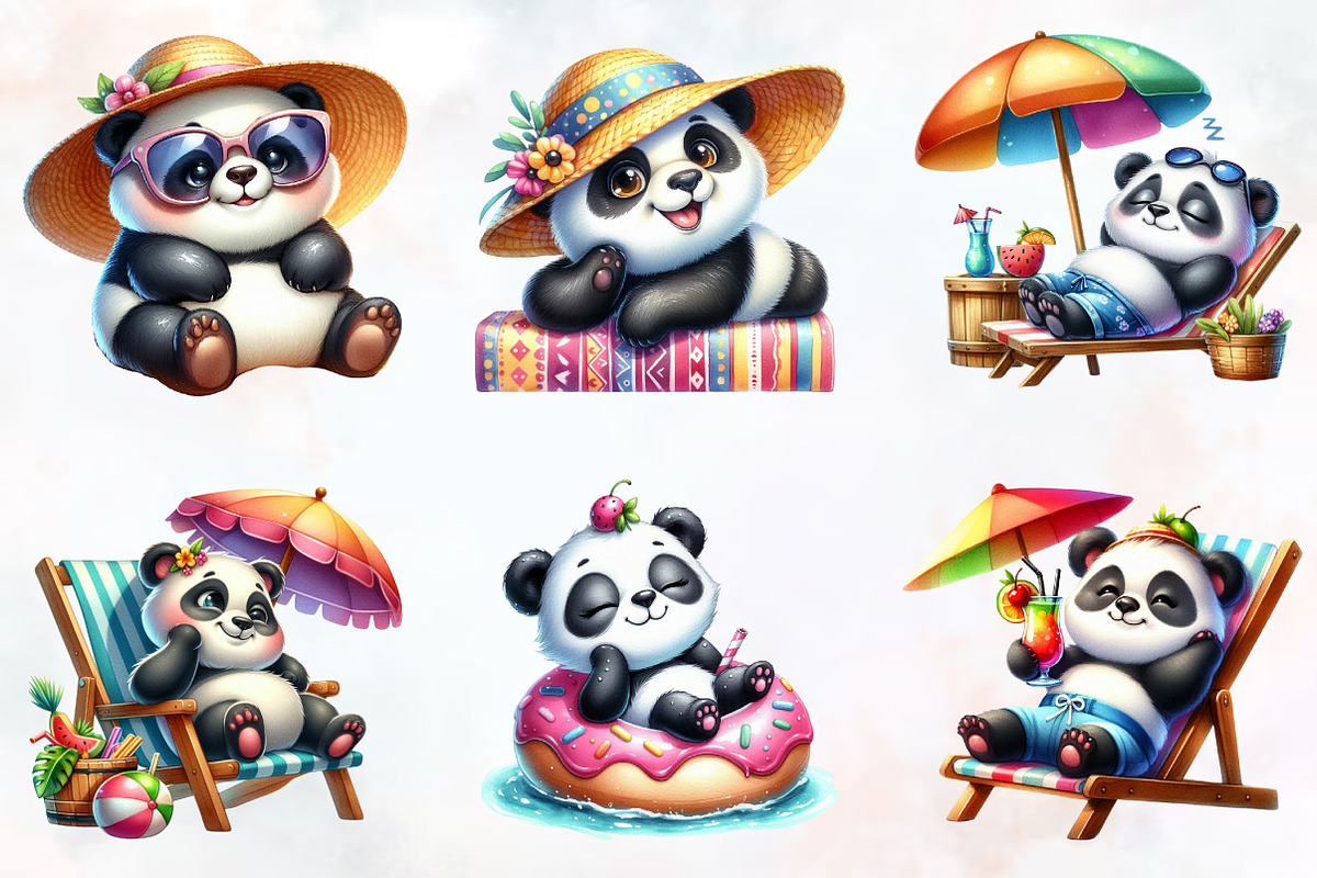 Funny Sunbathing Panda Clipart, an Illustration by RobertsArt (Photo 3 of 7)