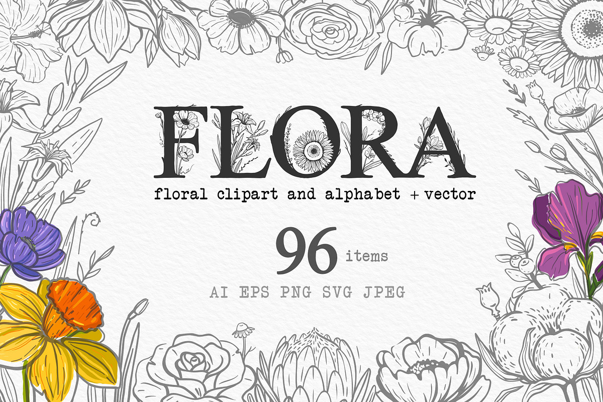 Floral clipart and monograms, vector, an Illustration by harmonia_green_art (Photo 1 of 16)