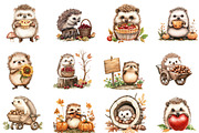 Cute Autumn Hedgehog Garden Clipart, an Illustration by Designworld (Thumbnail 2 of 5)