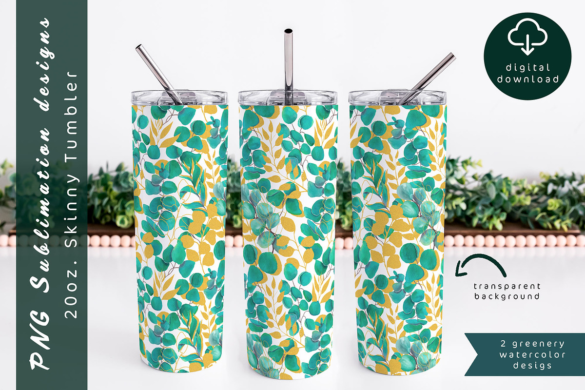Eucalyptus tumbler sublimation, an Object Graphic by AnastasiaWatercolor (Photo 3 of 6)