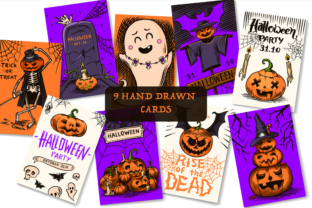 Halloween Party cards bundle, an Illustration by Arthur Balitskiy (Photo 2 of 6)