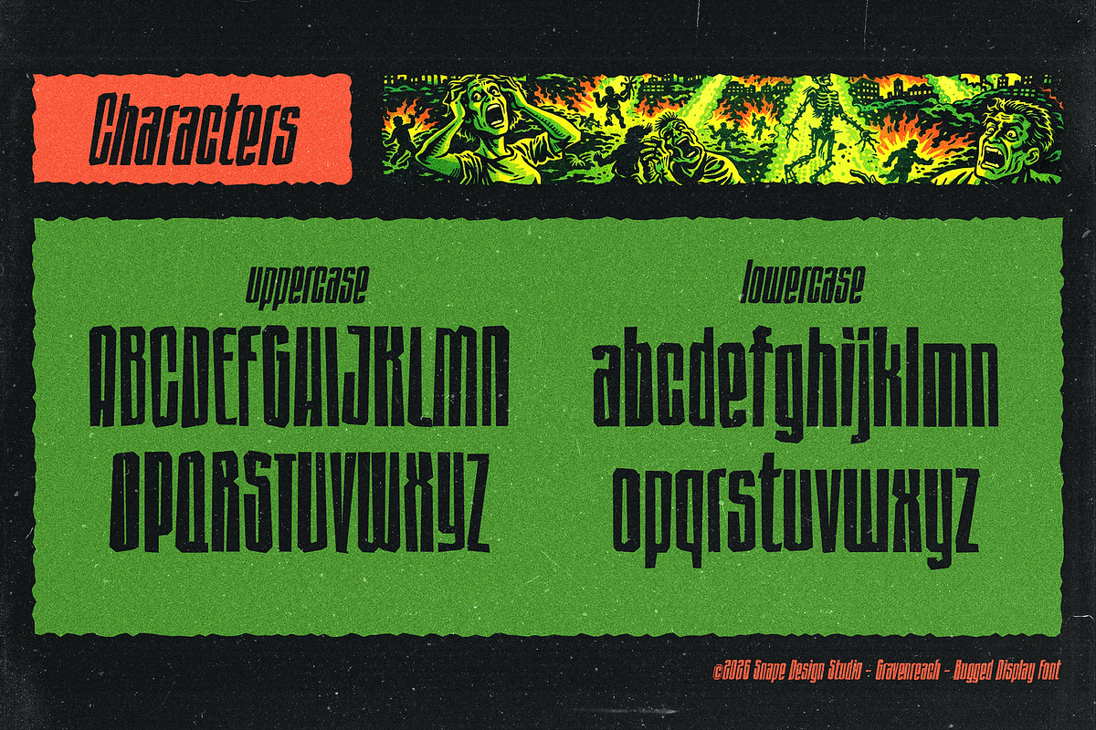 Gravenreach - Rugged Display Font, a Sans Serif Font by Snape Design Studio (Photo 3 of 12)