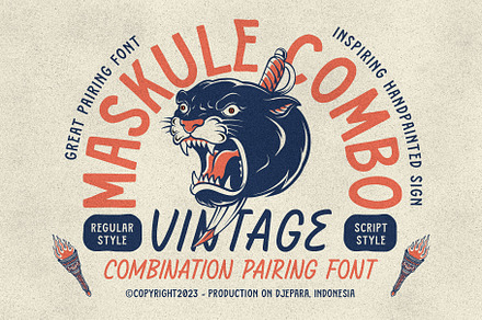 Maskule Combo Vintage Pairing Font, a Sans Serif Font by Invasi Studio