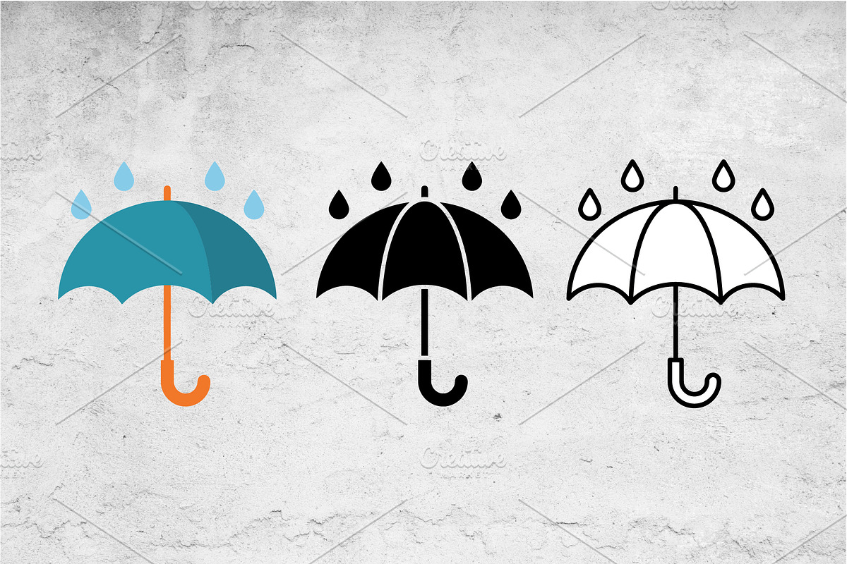 Rain Umbrella Icons, an Outline Icon by Artonix (Photo 2 of 2)