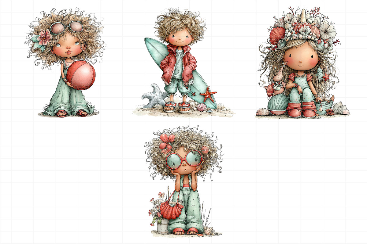 Whimsical Summer Beach Kids Clipart, an Illustration by Daily.Designs (Photo 7 of 7)