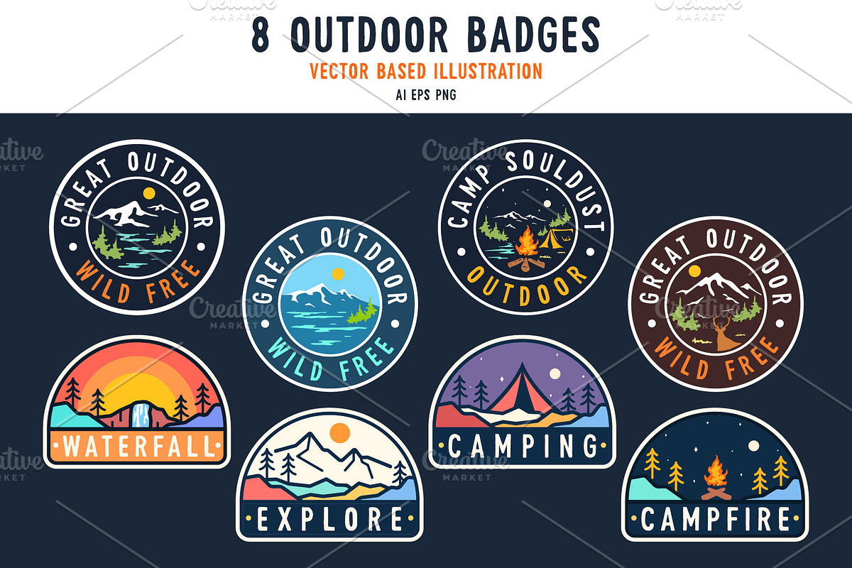 Outdoor Badges mountain illustration, an Illustration by youken (Photo 1 of 3)
