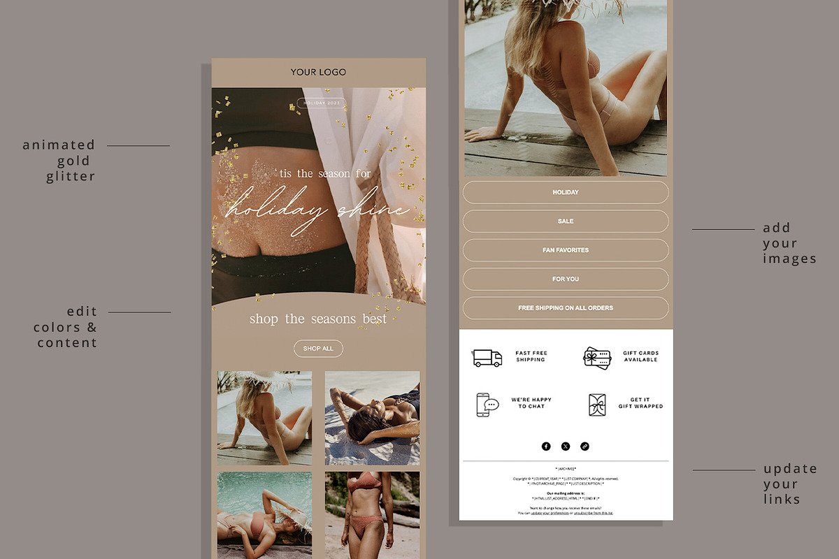 Holiday Shine Mailchimp Template, an Email Template by Edit & Go Templates (Photo 3 of 3)