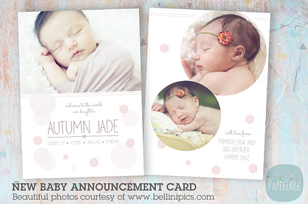 AN004 Newborn Baby Card Announcement, a Card Template by Paper Lark