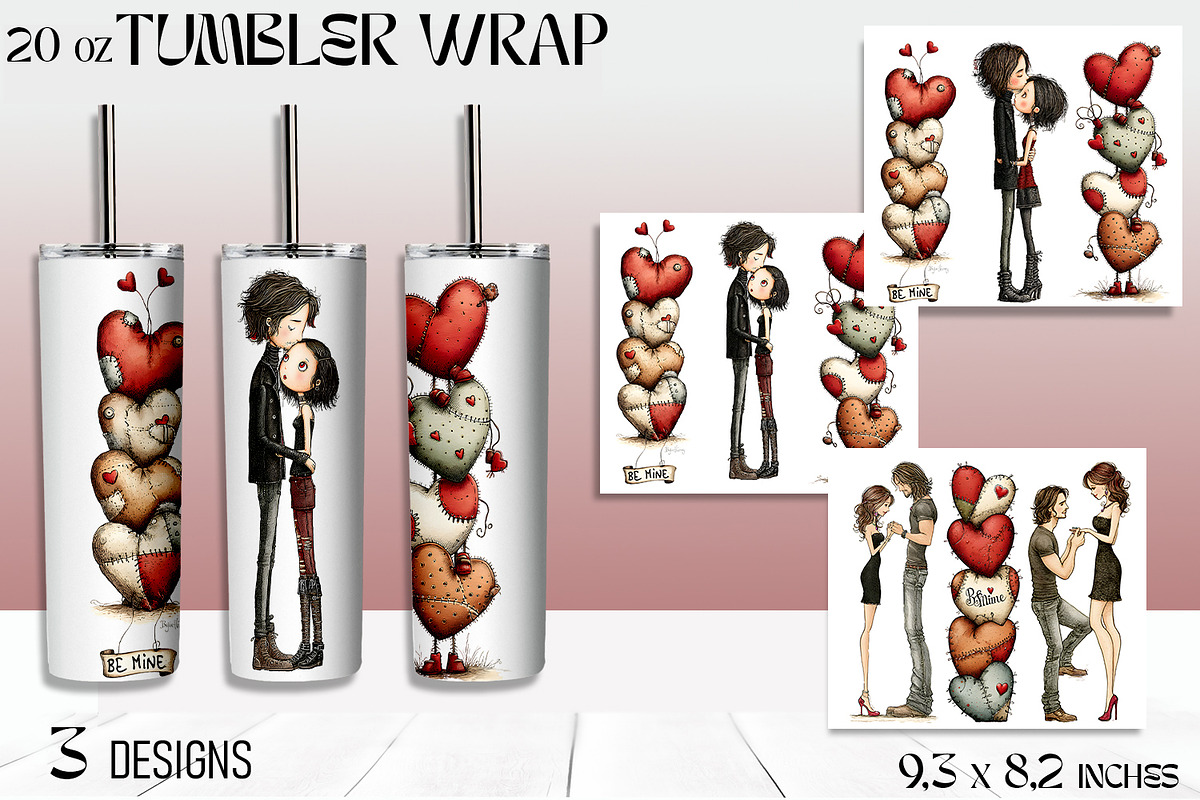 Valentine Day Tumbler Wrap, a Seasonal Illustration by ElenazlataArt (Photo 2 of 5)