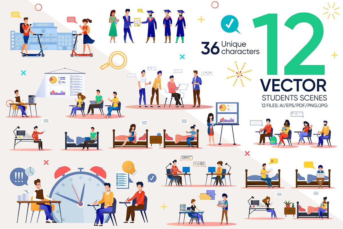 Students Vector Scenes, an Education Illustration by PavelVinnik (Photo 1 of 3)