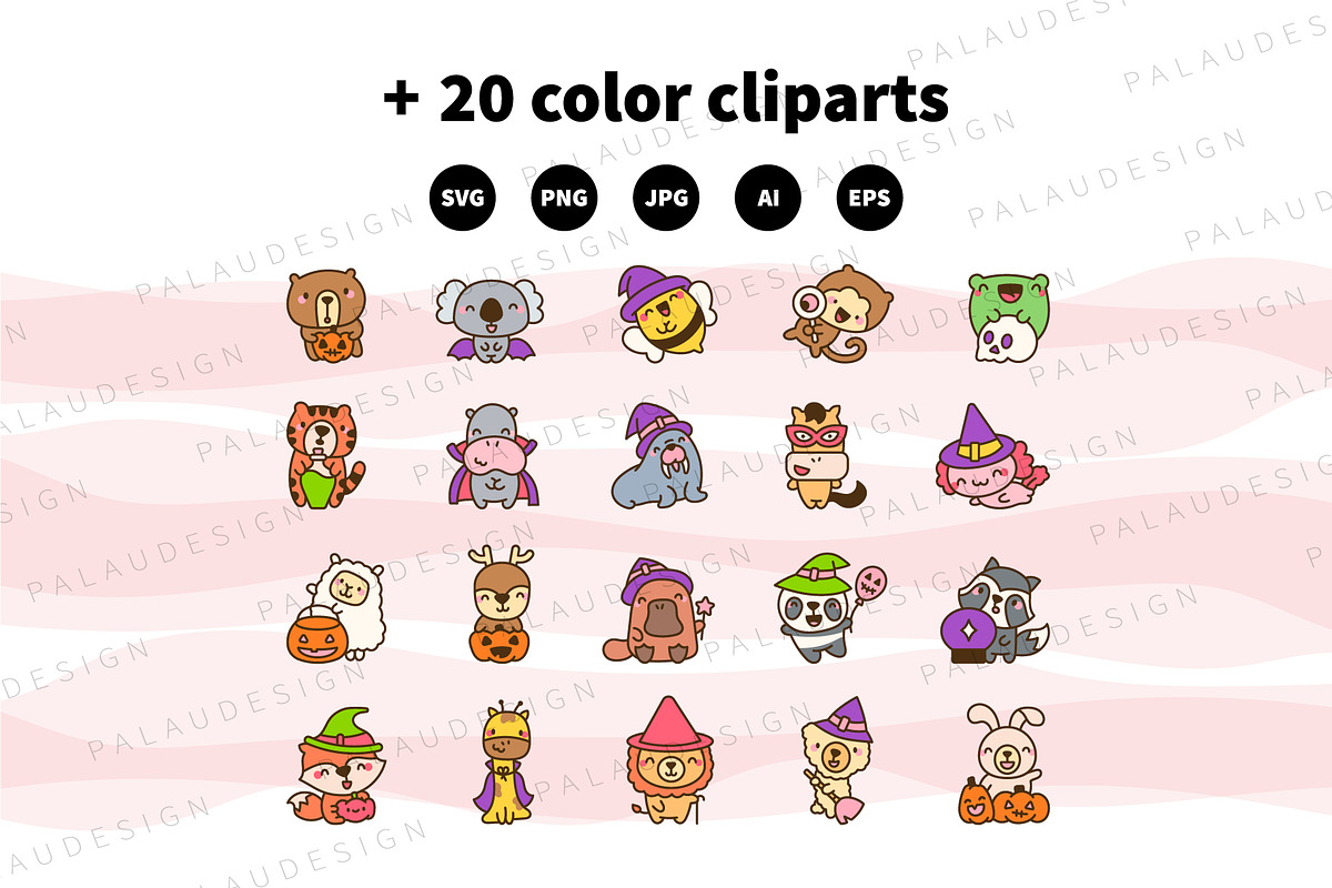 Animals Halloween Clipart Set, a Seasonal Illustration by Palau (Photo 10 of 12)