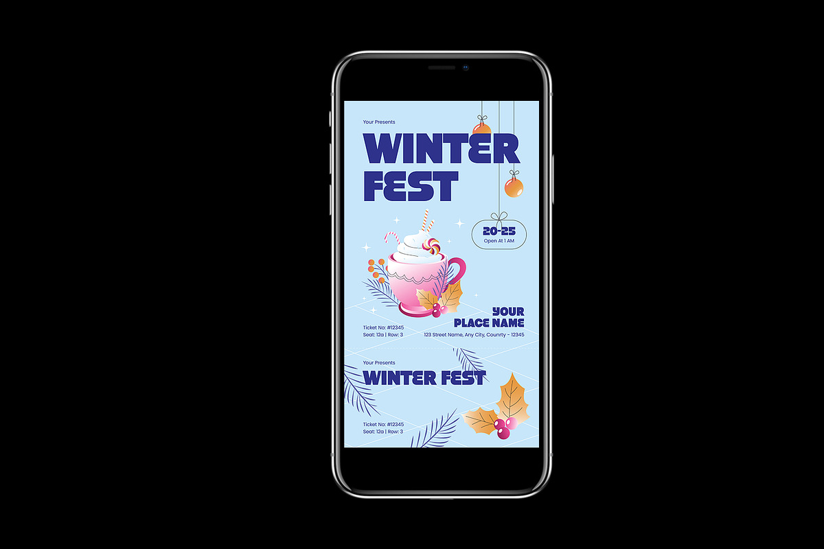 Winter Festival Ticket, a Stationery Template by Neermana (Photo 3 of 4)