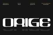 Orige – Extended Techno Display Font, a Sans Serif Font by Artiveko (Thumbnail 1 of 7)