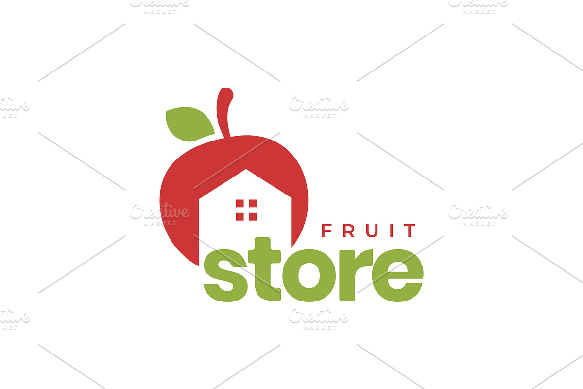 apple fresh fruit house logo, a Branding & Logo Template by devastd