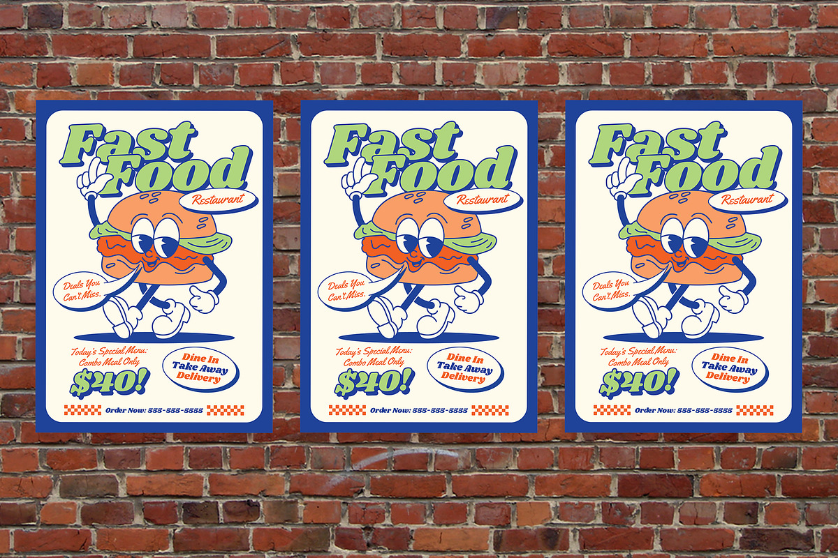 Retro Fast Food Promo, a Flyer Template by Aiyari Graphic (Photo 3 of 3)