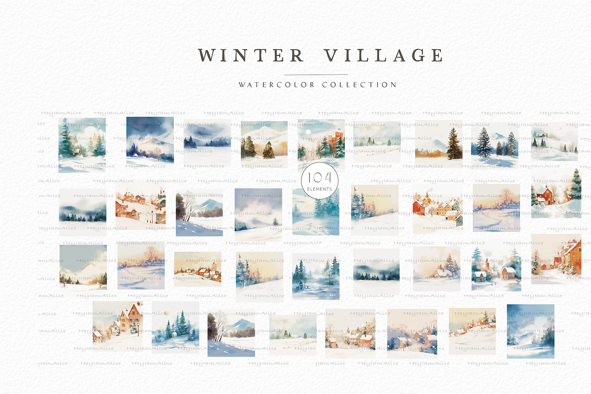 Winter Christmas Village, a Seasonal Illustration by heyiamalice (Photo 12 of 16)