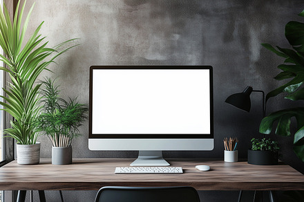 Workspace with blank screen mockup, a Technology Photo by MistyDay