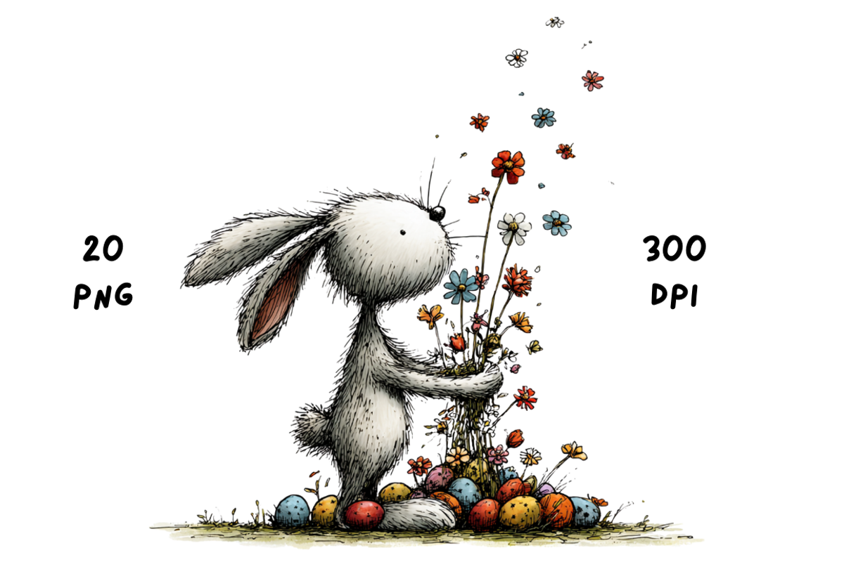 Whimsical Floral Easter Rabbit, an Animal Illustration by GiraffeCreative (Photo 9 of 20)
