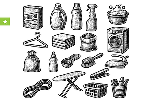 Laundry & Cleaning Tools Set, an Object Graphic by RT Studio