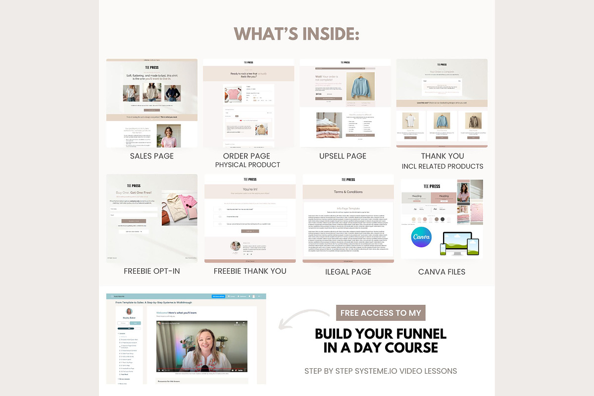 Systeme.io Tee Press Physical Funnel, a Landing Page Template by Hayley's Digital Hub (Photo 3 of 10)