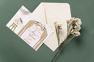 Pinky Floral Wedding Card