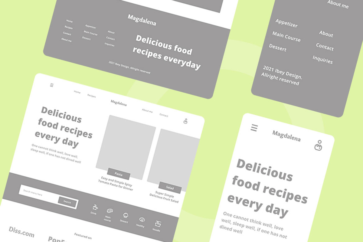 Food Blog Wireframe Website