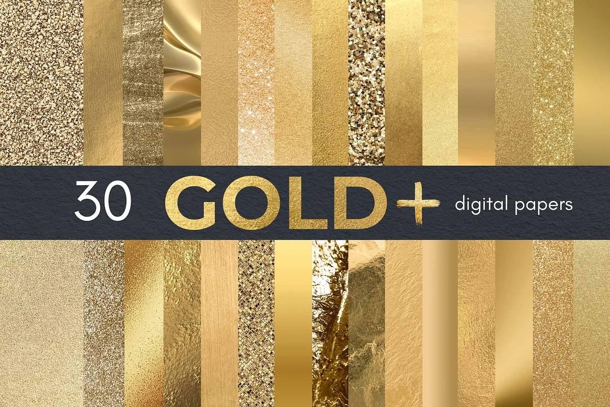 30 Gold Digital Paper Pack, a Texture Graphic by Business Chic (Photo 1 of 3)