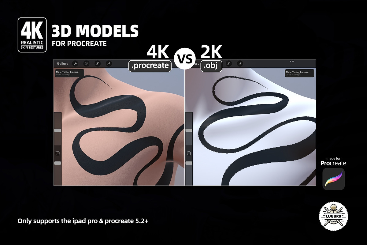 8 half Sleeve Procreate 3d Models v2, a Brush Add-On by Luuuka studio (Photo 6 of 6)