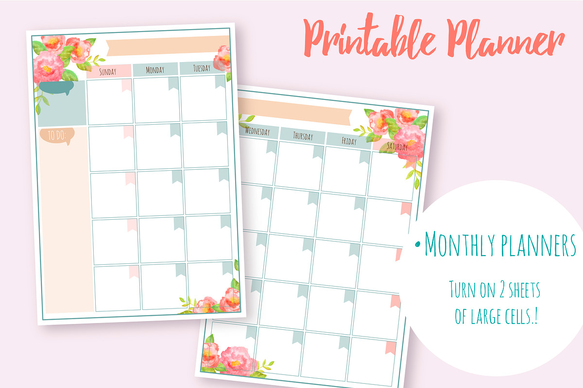 Flower planner - Watercolor Kit!, a Stationery Template by Fresh-shop (Photo 3 of 6)