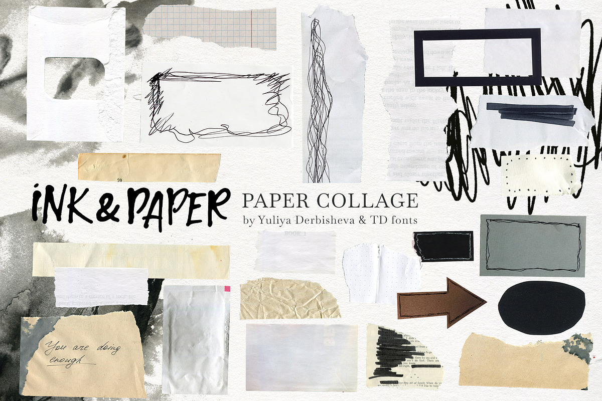 Ink Paper collage elements scraps, an Object Graphic by TD fonts (Photo 8 of 11)