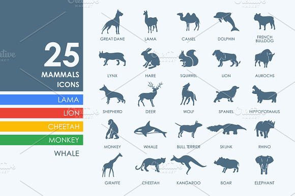 25 Mammals Icons