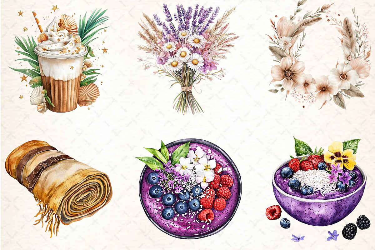 Watercolor Boho Summer ClipArt, an Illustration by DreamCafeArt (Photo 3 of 5)