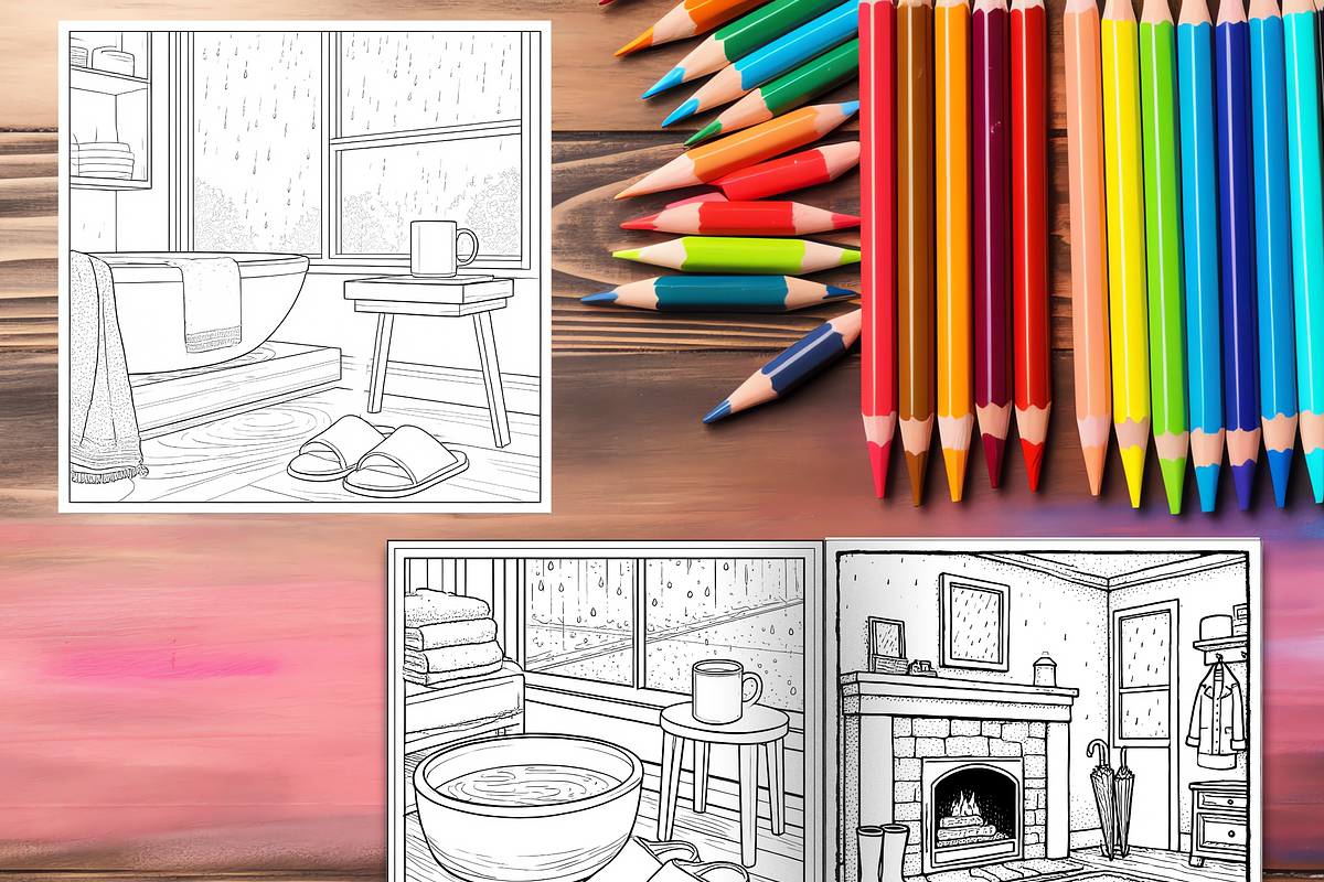 Rainy Day Cozy Coloring Pages Bundle, a Brochure Template by LA Design (Photo 10 of 10)