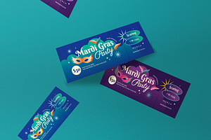 Blue Gradient Mardi Gras Ticket