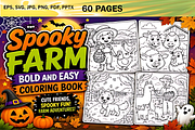 Spooky Farm Bold & Easy Coloring, a Seasonal Illustration by Design Station (Thumbnail 1 of 3)