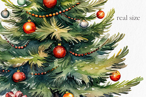 Classic Christmas Watercolor Clipart