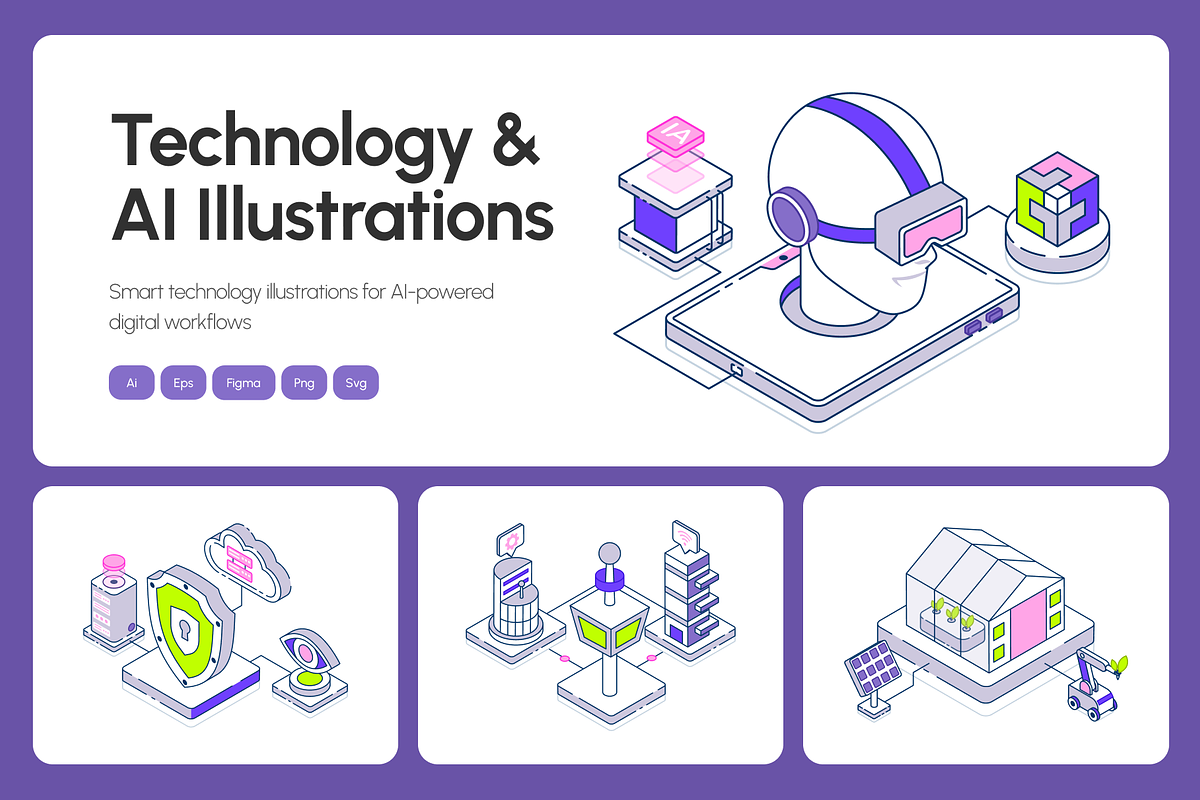 Technology & AI Illustrations Bundle, a Technology Illustration by Vectors Market (Photo 1 of 19)